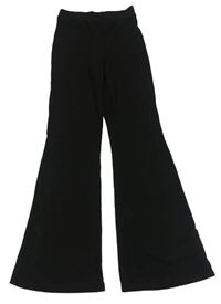 Čierne rebrované úpletové flare legíny H&M