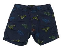 Tmavomodré plátěné kraťasy s dinosaury Primark