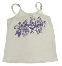 Biely crop top s motýly a nápisom s flitrami zn. H&M