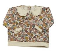 Krémovo-farebná kvetovaná mikina s golierikom H&M