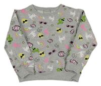 Šedá melírovaná mikina s obrázky Matalan