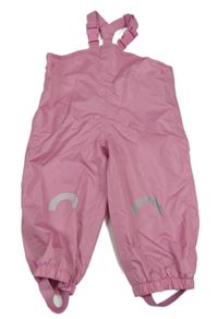 Růžové šusťákové podšité laclové kalhoty Pocopiano