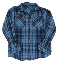 Modro-čierno-zelená kockovaná košeľová bunda Primark