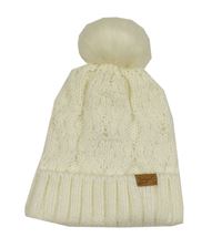 Smetanová pletená čepice s bambulí C&A