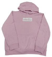 Růžová mikina s logem a kapucí Ellesse