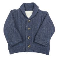 Tmavomodrý zateplený propínací svetr Nutmeg