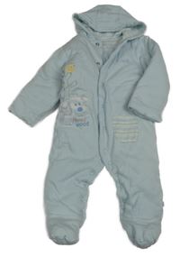 Světlemodrá zateplená kombinéza se psem a kapucí M&S