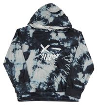 Čierno-sivá batikovná mikina so smajlíkom a kapucňou