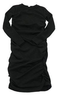 Čierne rebrované elastické šaty Shein