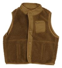 Hnedá huňatá zateplená vesta