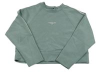 Zelenošedá crop mikina s nápisom Zara