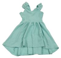 Tyrkysové rebrované šaty s volánikmi Kiki&Koko