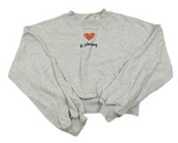 Sivá melírovaná crop mikina so srdcem - Kieth Haring H&M