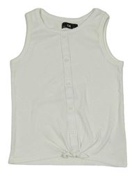 Biely rebrovaný crop top s gombíkmi C&A