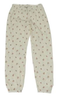 Smetanové květované pyžamové kalhoty H&M