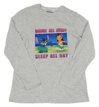 Sivé melírované tričko so Stitchem a Lilo Primark