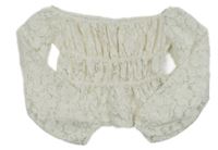 Smetanové krajkové crop triko H&M