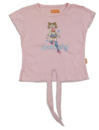 Ružové crop tričko s dívkou