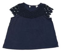Tmavomodré tričko s čipkou H&M