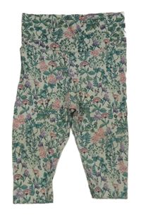Svetlozelené kvetované ľahké tepláky H&M