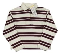 Nové - Smetanovo-vínové pruhované polo triko F&F