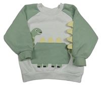 Bílo-zelená mikina s dinosaurem Primark