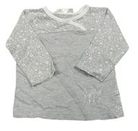 Sivé melírované tričko s bílými kvítky Ergee