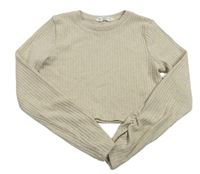 Béžové rebrované úpletové crop tričko Matalan