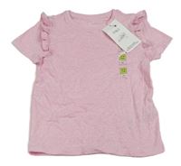 Světlerůžové melírované tričko s volánky M&S