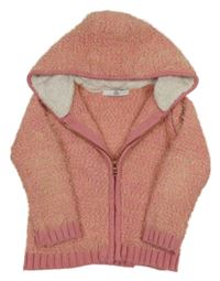 Ružový chlpatý prepínaci sveter s kapucňou M&S