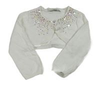 Biele prepínaci svetrové bolerko s flitrami zn. George