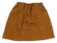 Hnedá ľahká menšestrová sukňa s gombíkmi shein