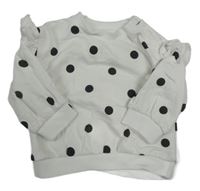 Biela bodkovaná á mikina s volánikmi Nutmeg