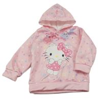 Svetloružová bodkovaná á mikina s Hello Kitty a kapucňou