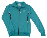 Tyrkysová sportovní propínací mikina s logem - Adidas 