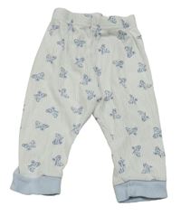 Biele rebrované pyžamové nohavice s medvedíkmi Nutmeg