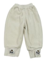 Smotanové zamatové tepláky s nášivkami medvědů