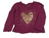 Fuchsiové triko se srdcem Primark