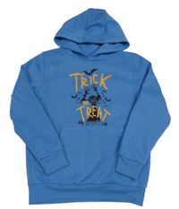 Modrá mikina s potiskem a kapucí dunnes