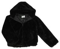 Čierna kožušinová podšitá bunda s kapucňou Primark