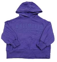 Fialová oversize mikina s nápisem a kapucí Next