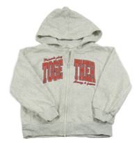 Sivá melírovaná prepínaci mikina s nápisom a kapucňou H&M