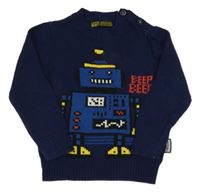 Tmavomodrý sveter s robotom