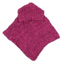 Ružové melírované pletené pončo s kapucňou