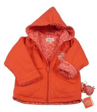 Nové - červený zateplený teplákový kabátek s kapucňou