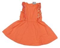 Neonově oranžové šaty s flitry Topomini