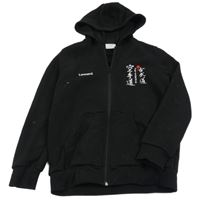 Čierna prepínaci mikina s výšivkou a kapucňou