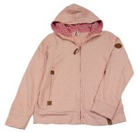 Růžová melírovaná propínací mikina s kapucí Yigga