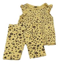 2 set - žluté vzorované tričko + kraťasy Pep&Co