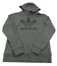 Tmavošedá mikina s logem a kapucí Adidas